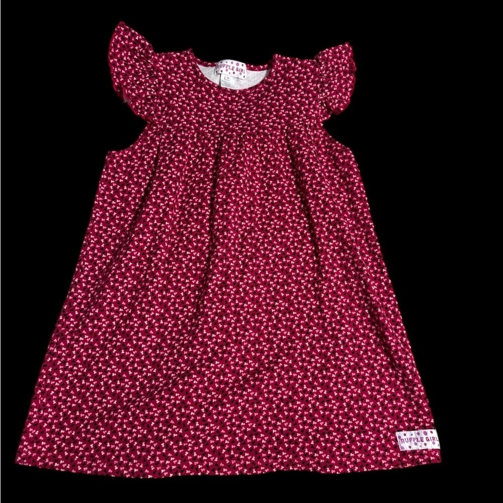 Ruffle Girl red with hearts dress sz 10 EUC